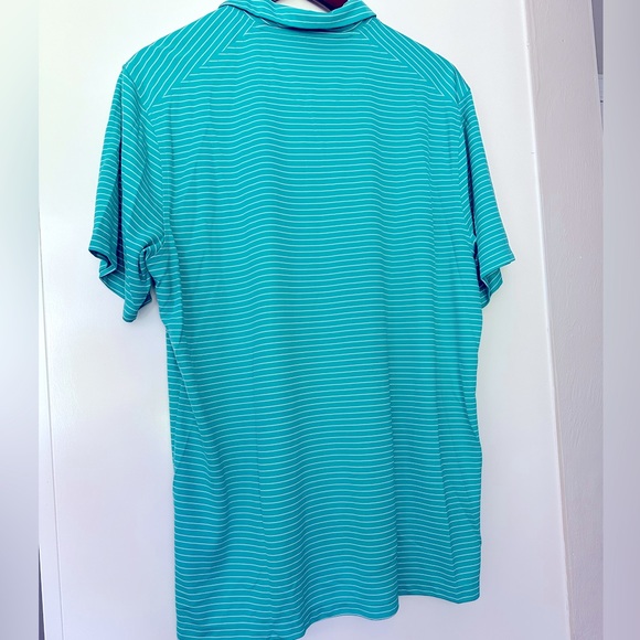 Nike Men’s Aqua and White Striped Golf Dri-Fit Polo - Picture 3 of 3